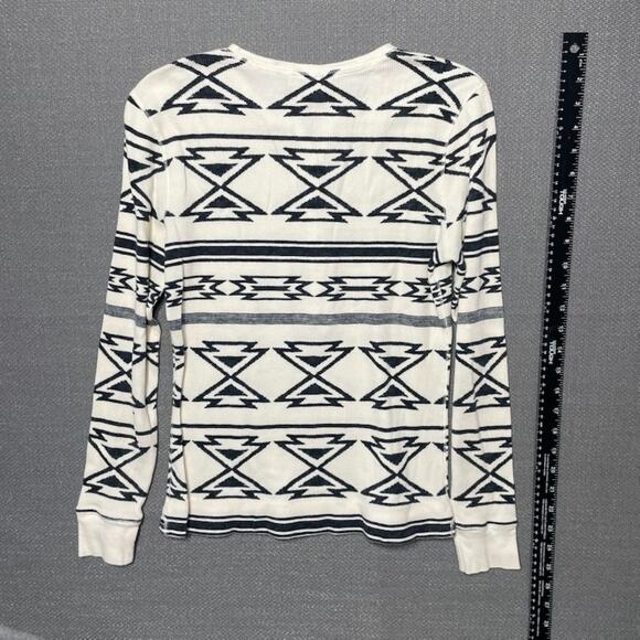 Lauren Ralph Lauren Aztec Thermal Henley Shirt Womens Size PM Waffle Knit Boho - Picture 5 of 6